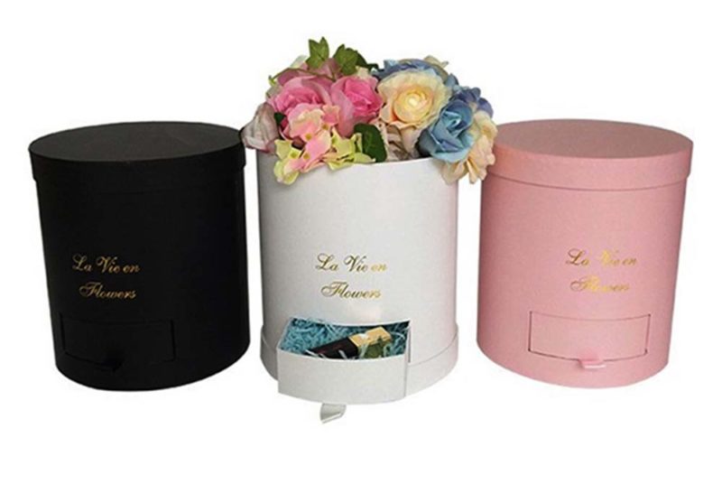Source Custom Decorative Rigid Paperboard Round Flower Gift Box Hat Box Set  of 2 on m.