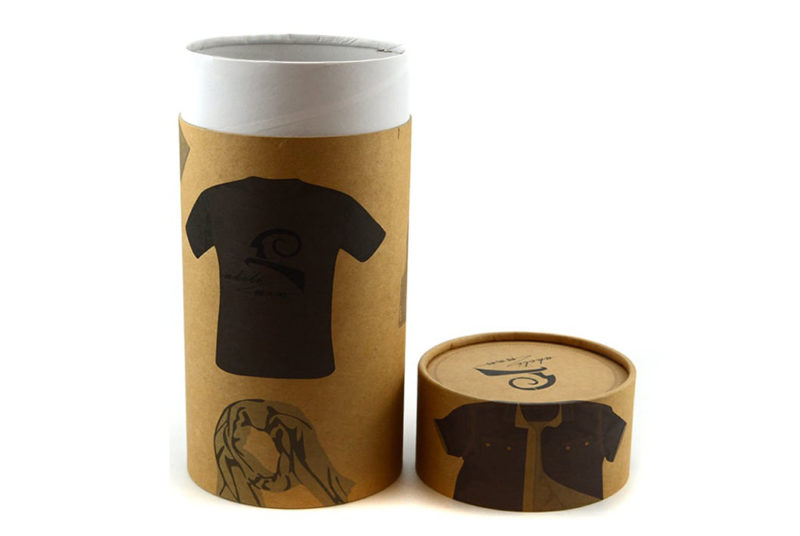 Black cardboard tube t shirt packaging boxes